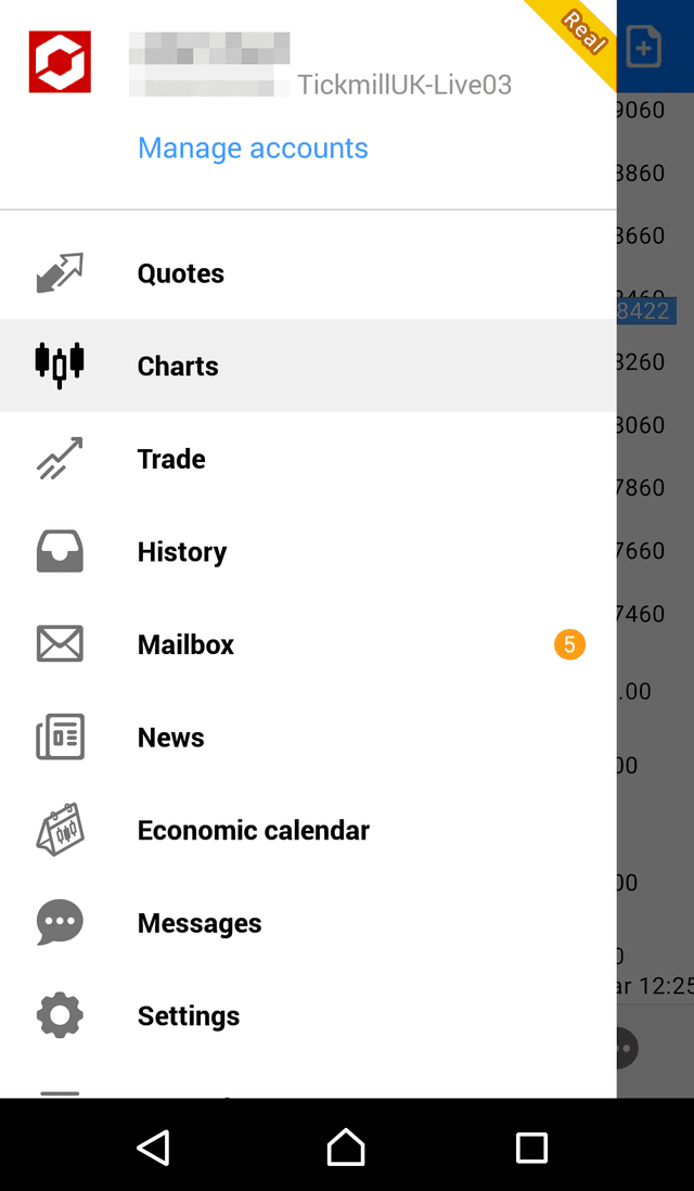 Tickmill mobile app screenshot 1