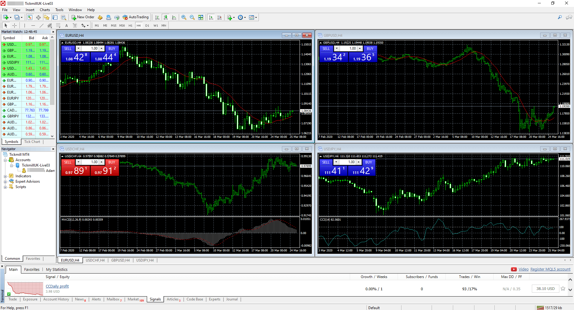 Tickmill desktop platform screenshot